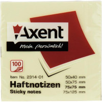 Блок стикеров 75 х 75 мм 100 шт Axent пастельный цвет, желтый (2314-01-A)