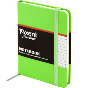Блокнот А6 96 л клетка Axent Partner обл. винил салатовый (8301-04-A)