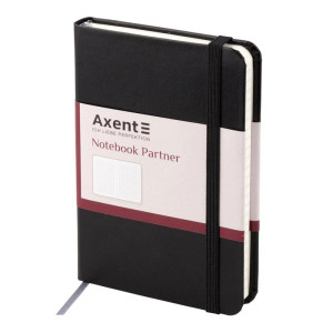 Блокнот А6 Axent Partner (обл. вініл), 96 аркушів, чорний, клітинка (8301-01)