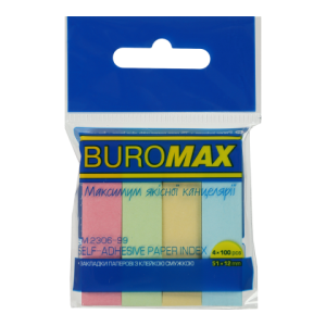 Закладки паперові 51 х 12 мм 400 шт (4 кольори х 100 шт) пастель BuroMax (BM.2306-99)
