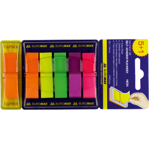 Закладки пластикові 45 х 12 мм 240 шт (6 кольорів х 40 шт) BuroMax (BM.2303-98)
