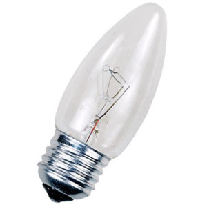 Лампа накаливания 60 Вт, (СВЕЧА) цоколь E27 (прозрачная)