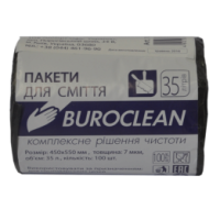 Мішки для сміття 35 л х 100 шт 45 х 55 см 7 мкм (HD) BuroClean чорні (10200021)