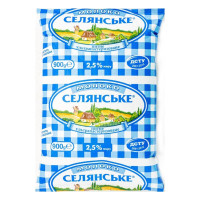 Молоко "Селянське", 2,5%, 900 гр (м\'яка карт.упаковка)
