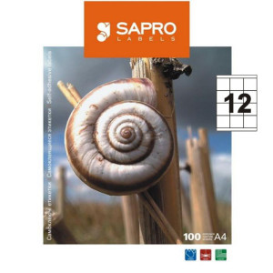 Наклейки SAPRO (А4/12) 70 х 67,7 мм х 100 шт/уп (S2015)