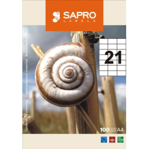 Наклейки &quot;SAPRO&quot; (А4/21) 70 х 42,4 мм х 100 шт/уп (S2025)