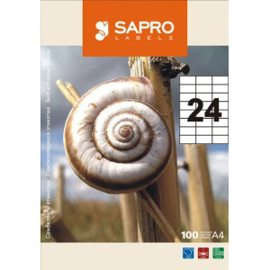 Наклейки SAPRO (А4/24) 70 х 37,1 мм х 100 шт/уп (S2002)