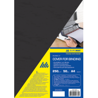 Обкладинка для біндера картонна під шкіру А4 250 г/м2 чорна 100 шт/уп