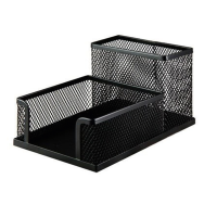 Підставка для канцелярських приладдів настільна 2 відділеня BuroMax 100 х 150 х 90 мм метал ЧОРНА (BM.6242)