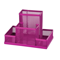 Подставка для канц принадлежностей настольная 4 отд ZIBI 150 х 100 х 100 мм металл розовая (ZB.3116-10)