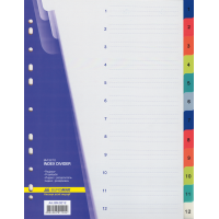 Роздільник сторінок пластиковий (кольор) (цифровий 1-12) А4 Buromax (ВМ.3212)