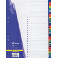 Роздільник сторінок пластиковий (кольоровий) (цифровий 1-31) А4 Buromax (BM.3216)