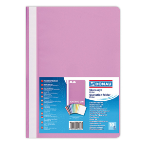 Швидкозшивач пластиковий з прозорим верхом А4 DONAU рожевий (1702001PL-16)