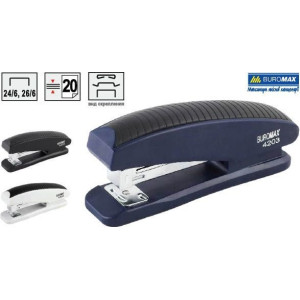Степлер пластиковий на 20 арк BuroMax (скоби №24/6,26/6) чорний (BM.4203-01)