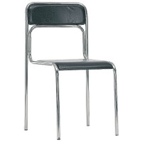 Стул для посетителей Ascona (кожвиниловая обивка, цвет:черный, хромированные ножки)