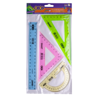 Набір лінійок 20 см для креслення ZIBI (лінійка 20 см, 2 куточка, транспортир), (ZB.5683-99)