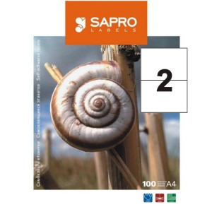 Наклейки SAPRO (А4/2) 210 х 148,5 мм х 100 шт/уп (S2005)