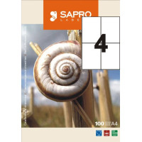 Наклейки SAPRO (А4/4) 105 х 148,5 мм х 100 шт/уп (S2010)