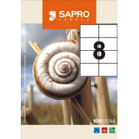 Наклейки "SAPRO" (А4/8) 105 х 74,25 мм х 100 шт/уп (S2013)