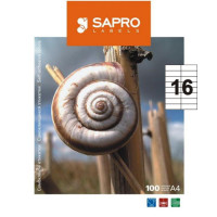 Наклейки "SAPRO" (А4/16) 105 х 37,1 мм х 100 шт/уп (S2022)