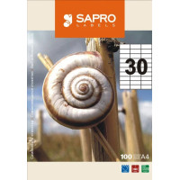 Наклейки "SAPRO" (А4/30) 70 х 29,7 мм х 100 шт/уп (S2030)