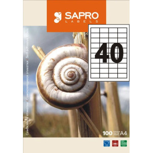 Наклейки SAPRO (А4/40) 52,5 х 29,7 мм х 100 шт/уп (S2033)