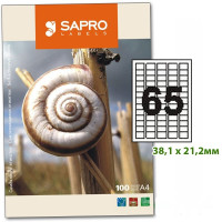 Наклейки SAPRO (А4/65) 38,1 х 21,2 мм х 100 шт/уп закругл углы (S2117)