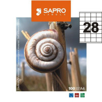 Наклейки SAPRO (А4/28) 52,5 х 40 мм х 100 шт/уп (S2029)