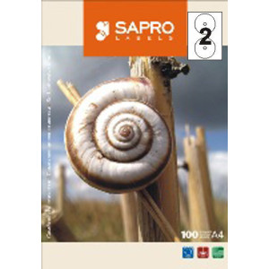 Наклейки для CD/DVD "SAPRO" (А4/2) 117 х 41 мм х 100 шт/уп (S2003)