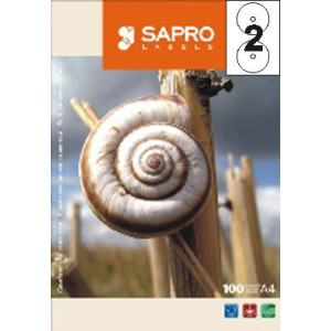 Наклейки для CD/DVD "SAPRO" (А4/2) 117 х 22 мм х 100 шт/уп (S2200)