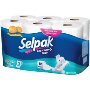 Бумага туалетная 3слойн SELPAK Super Soft белая 12 рул (32361000)