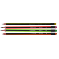 Олівець чорнографітний з гумкою HB Buromax Neon  корпус чорно-неоновий (BM.8508)