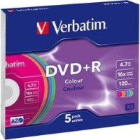Диск DVD+R 1 шт Slim VERBATIM, 4.7 GB/120 min 16x (43556)