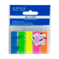 Закладки пластикові 45 х 12 мм 100 шт (5 кольорів х 20 шт) BuroMax (BM.2301-98)