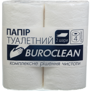 Папір туалетний 2шаровий Buroclean білий (4 рулона) (10100011)