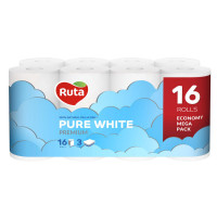 Бумага туалетная 3слойн Ruta Pure white 16 рул целлюлоза