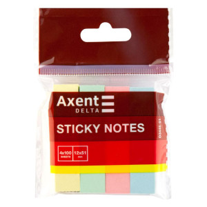 Закладки паперові  51 х 12 мм 400 шт (4 кольори х 100 шт) пастель Axent (D3445-01)
