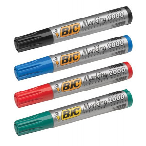 Набор маркеров перм 4 цв BIC 2000 клин након (черн/син/красн/зел) (820911)