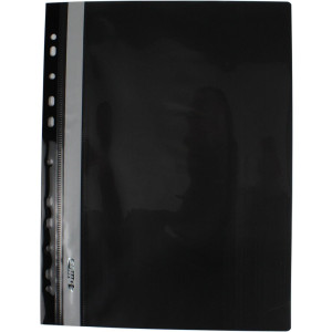 Швидкозшивач пластиковий з прозорим верхом А4 4Office (перфор) чорний (4-240-63)