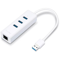 Сетевая карта (адаптер) USB to Ethernet, TP-Link UE330 10/100/1000Mbps, USB 3.0, 3xUSB 3.0 HUB)