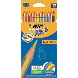 Карандаши цветные 12 цв х 12 шт BIC Kids Tropicolors Evolution Stripes (832566/8325666)