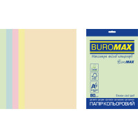 Бумага цветная А4 80 г/м кв BUROMAX EUROMAX 50 л PASTEL 5 цветов (BM.2721250E-99)