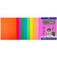 Папір кольоровий А4 80 г/м кв BUROMAX Райдуга 50 арк NEON+INTENSIVE 10 кольорів (BM.2721850-99)