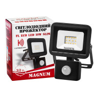 Прожектор светодиодный Magnum FL ECO LED 10Вт slim 6500К IP44 з датчиком движения (90014086)