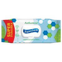 Серветки вологі SUPER FRESH (120 шт) (антибактеріальні з клапаном)