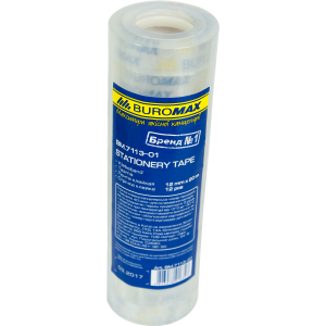 Скотч канцелярский 12 мм х 20 м BuroMax (прозр) (УПАКОВКА - 12 ШТУК) (BM.7113-01)