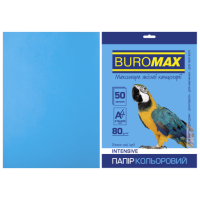 Бумага цветная А4 80 г/м кв BUROMAX 50 л INTENSIVE светло-синий (BM.2721350-30)