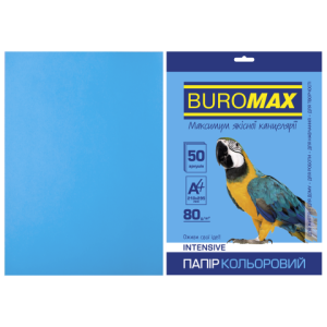 Бумага цветная А4 80 г/м кв BUROMAX 50 л INTENSIVE светло-синий (BM.2721350-30)