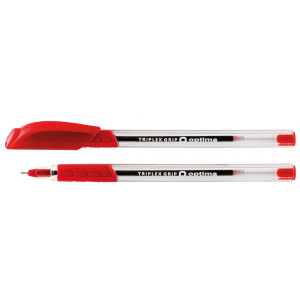 Ручка масляная с грипом 0,7 мм красные чернила Optima Triplex Grip (O15671-03)