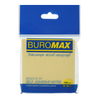 Блок стікерів, 76 х 76 мм, жовтий колір, (100 шт), BuroMax PASTEL (BM.2312-01)